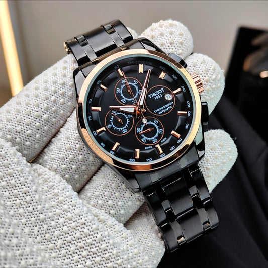 Luxury Black Chronograph Watch for Men | Premium Stainless Steel Sports Watch