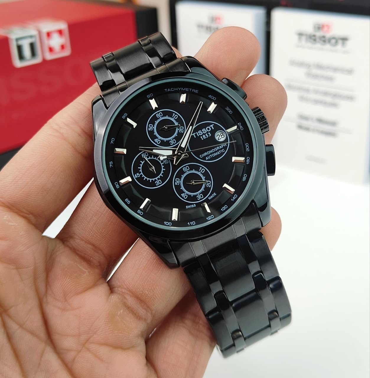 Luxury Black Chronograph Watch for Men | Premium Stainless Steel Sports Watch